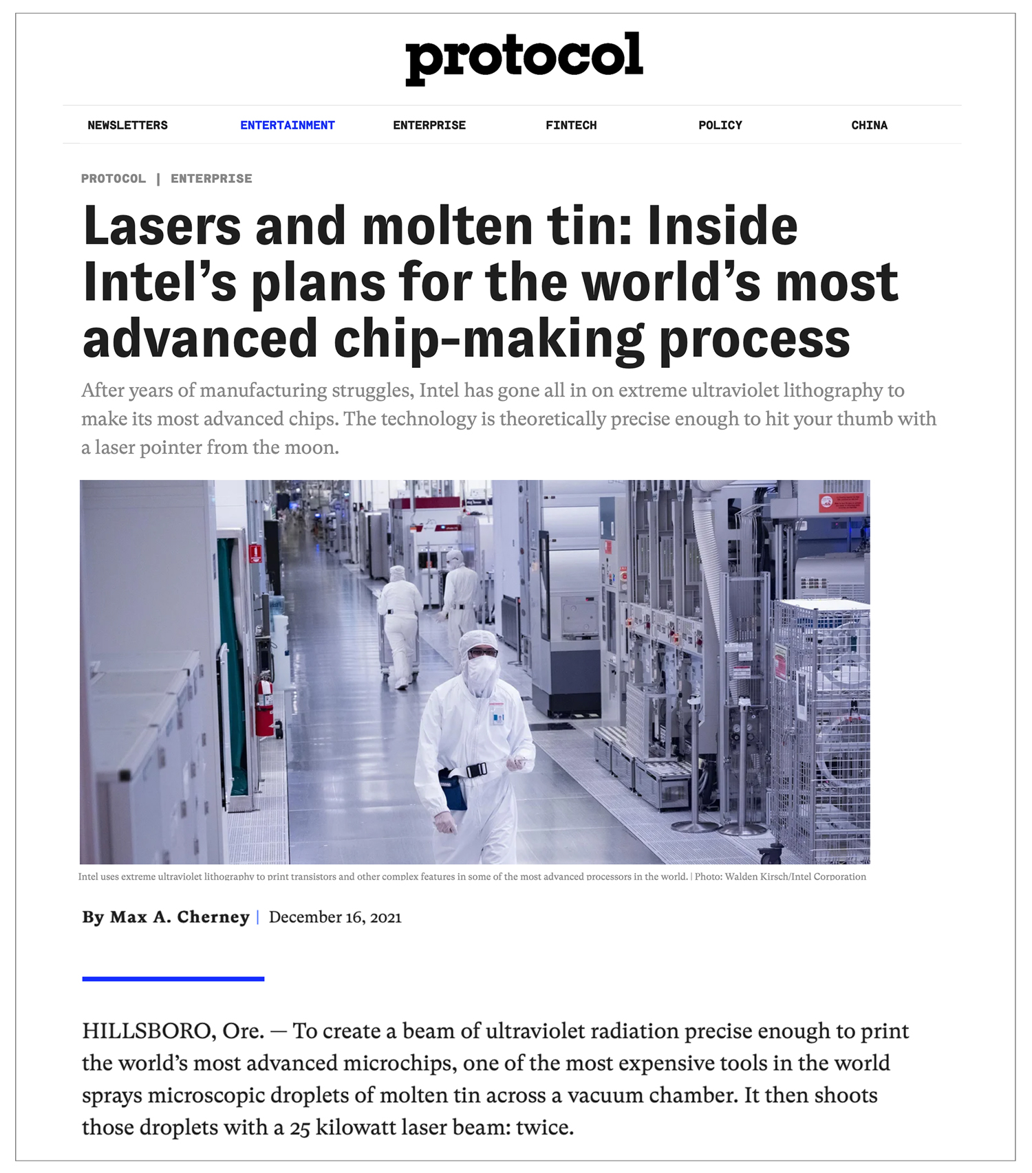 Protocol article on Intel